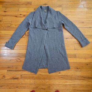 Mantovani Studio Sweater Womens Large Gray 100% Cashmere Cardigan Duster